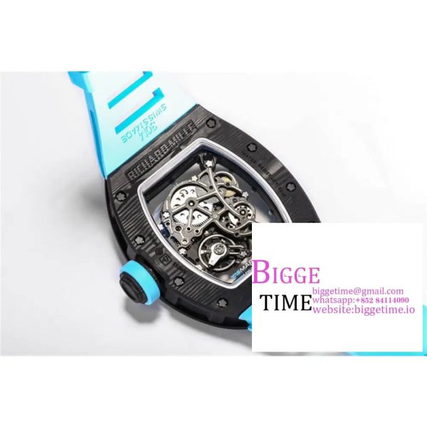 RM055 Real NTPT Skeleton Dial Blue Crown Blue Rubber Strap BBRF RMUL2 - Image 6