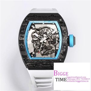 RM055 Real NTPT Skeleton Dial Blue Crown White Rubber Strap BBRF RMUL2