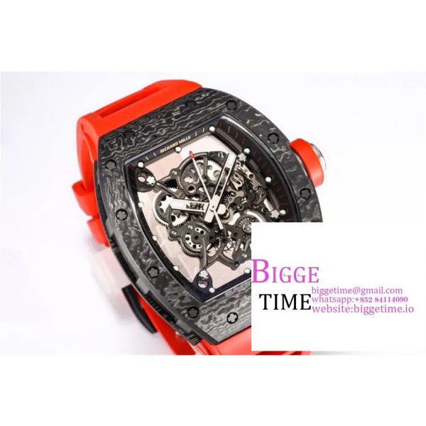 RM055 Real NTPT Skeleton Dial Red Crown Red Rubber Strap BBRF RMUL2 - Image 2