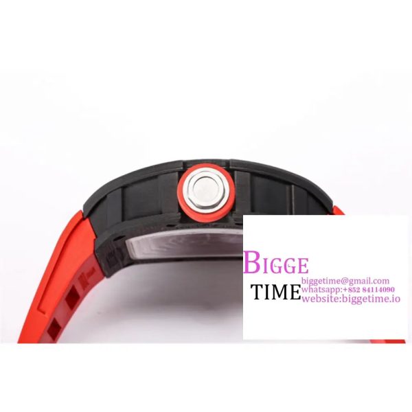 RM055 Real NTPT Skeleton Dial Red Crown Red Rubber Strap BBRF RMUL2 - Image 7