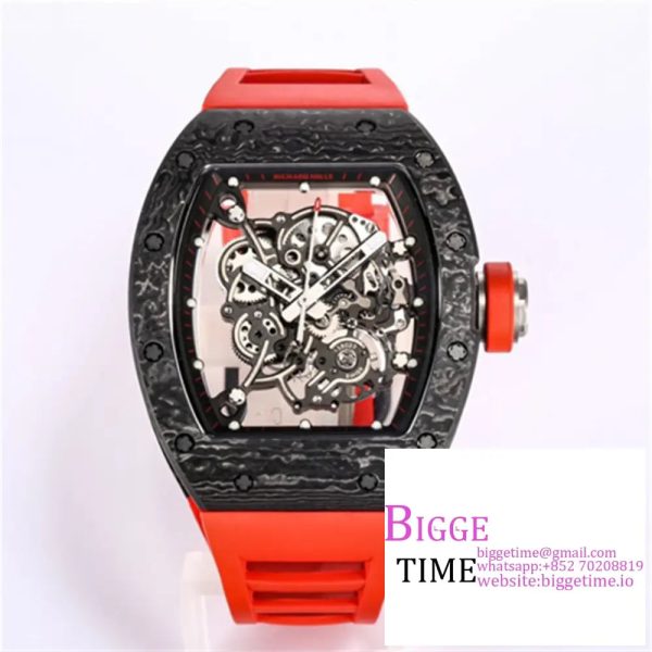 RM055 Real NTPT Skeleton Dial Red Crown Red Rubber Strap BBRF RMUL2
