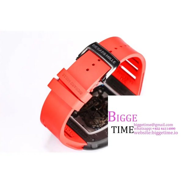 RM055 Real NTPT Skeleton Dial Red Crown Red Rubber Strap BBRF RMUL2 - Image 8