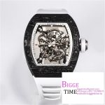 RM055 Real NTPT Skeleton Dial White Crown White Rubber Strap BBRF RMUL2