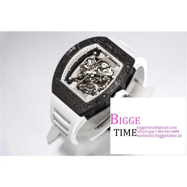 RM055 Real NTPT Skeleton Dial White Crown White Rubber Strap BBRF RMUL2 - Image 2