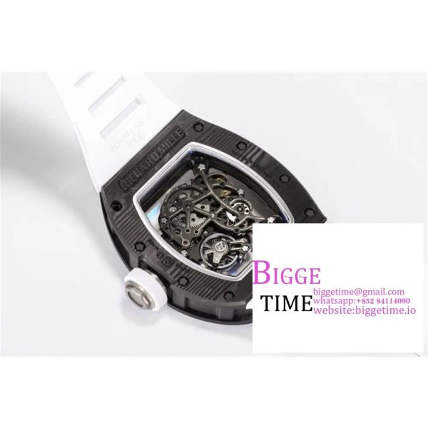 RM055 Real NTPT Skeleton Dial White Crown White Rubber Strap BBRF RMUL2 - Image 6