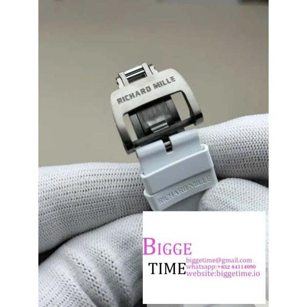 RM055 White Ceramic APSF 1:1 Best Edition Skeleton Dial on White Rubber Strap RMUL2 - Image 9