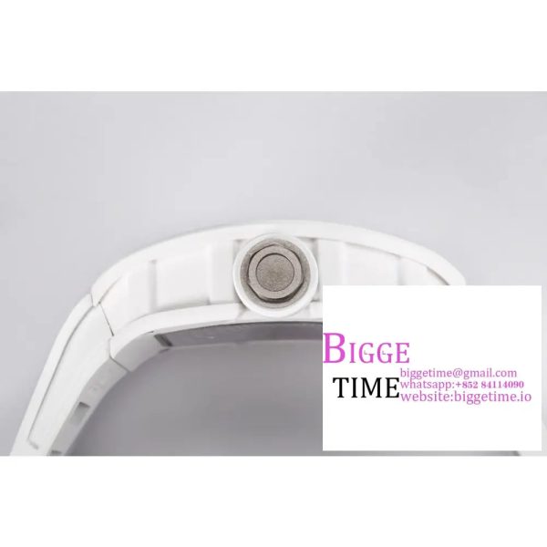 RM055 White Ceramic Skeleton Dial White Crown White Rubber Strap BBRF RMUL2 - Image 9