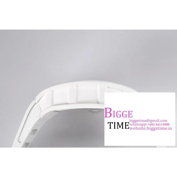 RM055 White Ceramic Skeleton Dial White Crown White Rubber Strap BBRF RMUL2 - Image 7