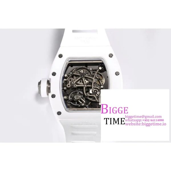 RM055 White Ceramic Skeleton Dial White Crown White Rubber Strap BBRF RMUL2 - Image 2