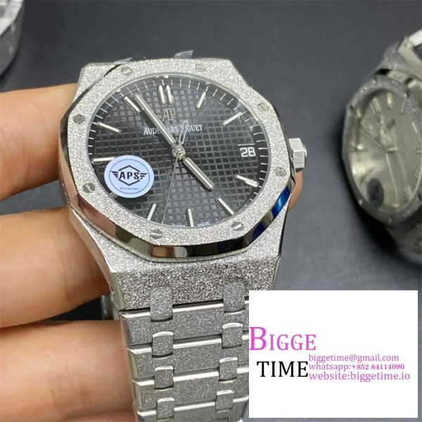 Royal Oak 15500 41mm Frosted SS/SS Black Dial APSF A4302 - Image 3