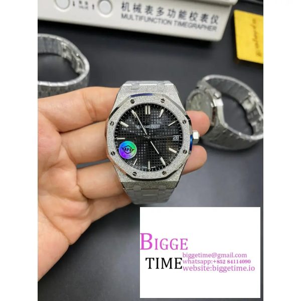 Royal Oak 15500 41mm Frosted SS/SS Black Dial APSF A4302 - Image 2