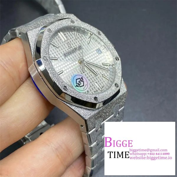 Royal Oak 15500 41mm Frosted SS/SS White Dial APSF A4302 - Image 3