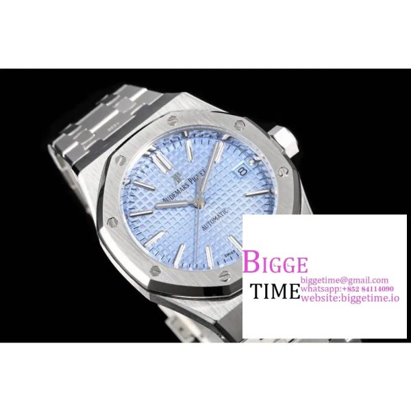 Royal Oak 37mm 15450 SS APSF 1:1 Best Edition Blue Textured Dial on SS Bracelet A3120 - Image 3