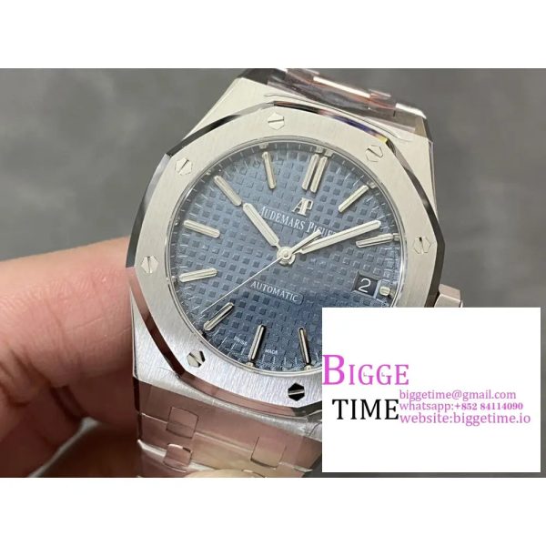 Royal Oak 37mm 15450 SS APSF 1:1 Best Edition Blue Textured Dial on SS Bracelet A3120 - Image 5
