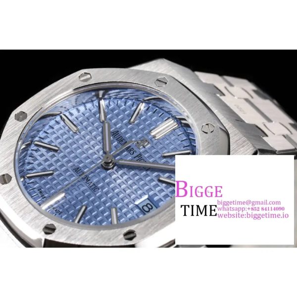Royal Oak 37mm 15450 SS APSF 1:1 Best Edition Blue Textured Dial on SS Bracelet A3120 - Image 4