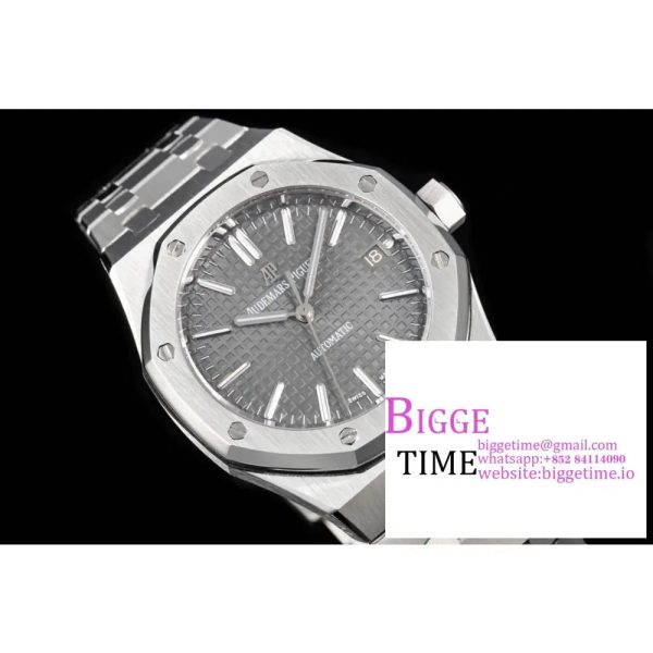 Royal Oak 37mm 15450 SS APSF 1:1 Best Edition Gray Textured Dial on SS Bracelet A3120 - Image 5