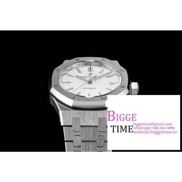 Royal Oak 37mm 15450 SS APSF 1:1 Best Edition White Textured Dial on SS Bracelet A3120 - Image 5