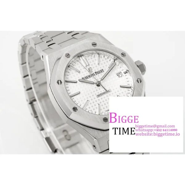 Royal Oak 37mm 15450 SS APSF 1:1 Best Edition White Textured Dial on SS Bracelet A3120 - Image 3