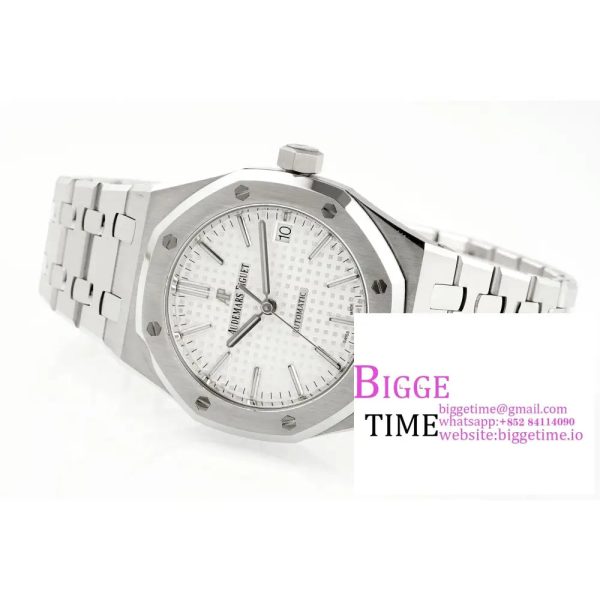 Royal Oak 37mm 15450 SS APSF 1:1 Best Edition White Textured Dial on SS Bracelet A3120 - Image 5