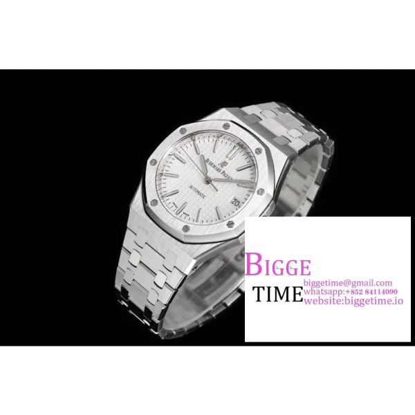 Royal Oak 37mm 15450 SS APSF 1:1 Best Edition White Textured Dial on SS Bracelet A3120 - Image 2