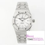 Royal Oak 37mm 15450 SS APSF 1:1 Best Edition White Textured Dial on SS Bracelet A3120
