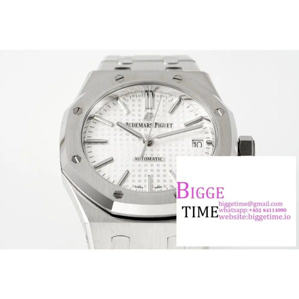 Royal Oak 37mm 15450 SS APSF 1:1 Best Edition White Textured Dial on SS Bracelet A3120 - Image 4