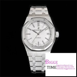 Royal Oak 37mm 15450 SS APSF 1:1 Best Edition White Textured Dial on SS Bracelet A3120