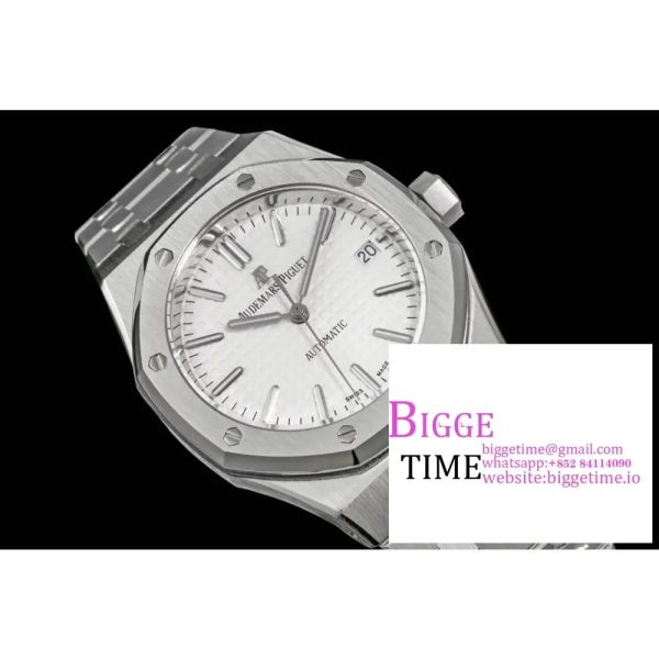 Royal Oak 37mm 15450 SS APSF 1:1 Best Edition White Textured Dial on SS Bracelet A3120 - Image 3