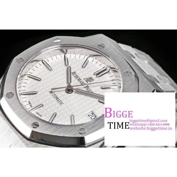 Royal Oak 37mm 15450 SS APSF 1:1 Best Edition White Textured Dial on SS Bracelet A3120 - Image 4