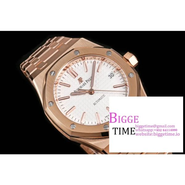 Royal Oak 37mm 15454 Frosted RG APSF 1:1 Best Edition White Textured Dial on Frosted RG Bracelet SA3120 - Image 2
