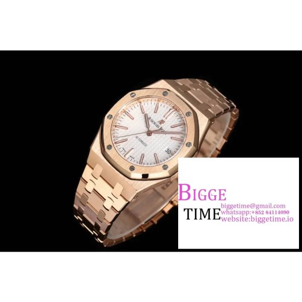 Royal Oak 37mm 15454 Frosted RG APSF 1:1 Best Edition White Textured Dial on Frosted RG Bracelet SA3120 - Image 4