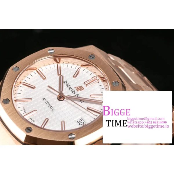 Royal Oak 37mm 15454 Frosted RG APSF 1:1 Best Edition White Textured Dial on Frosted RG Bracelet SA3120 - Image 3