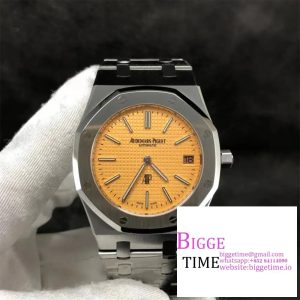 Royal Oak 39mm 15202BC SS XF 1:1 Best Edition Yellow Textured Dial on SS Bracelet A2121 V2