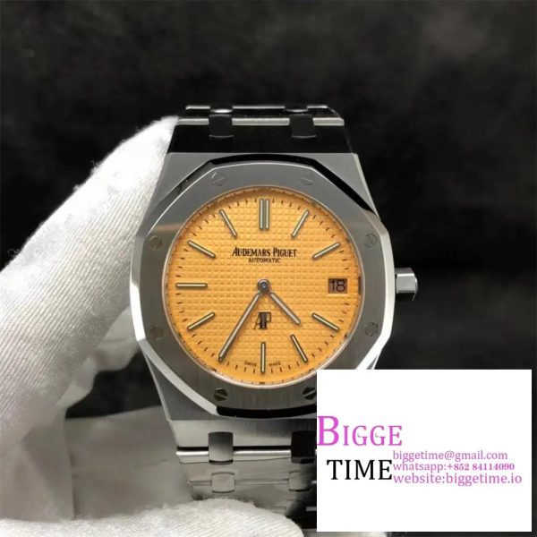 Royal Oak 39mm 15202BC SS XF 1:1 Best Edition Yellow Textured Dial on SS Bracelet A2121 V2