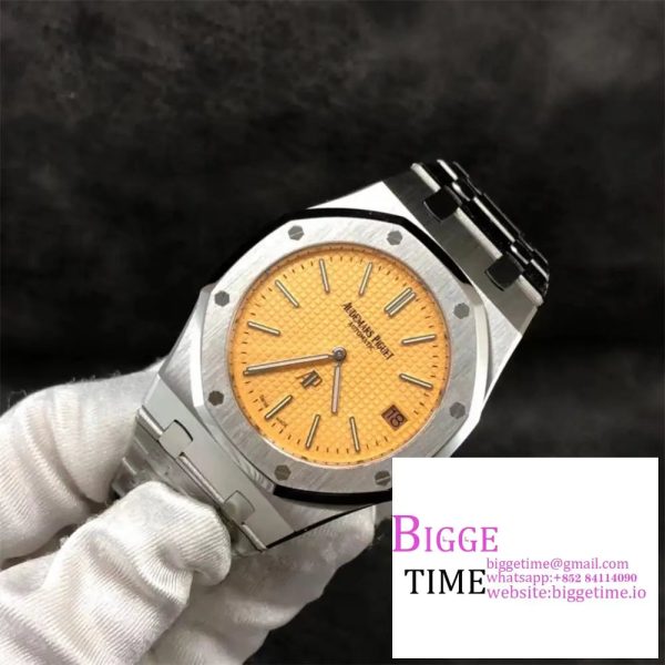 Royal Oak 39mm 15202BC SS XF 1:1 Best Edition Yellow Textured Dial on SS Bracelet A2121 V2 - Image 4