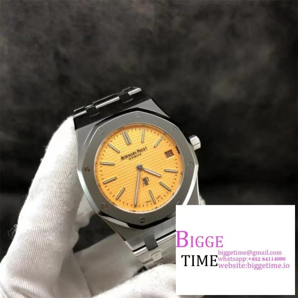 Royal Oak 39mm 15202BC SS XF 1:1 Best Edition Yellow Textured Dial on SS Bracelet A2121 V2 - Image 3