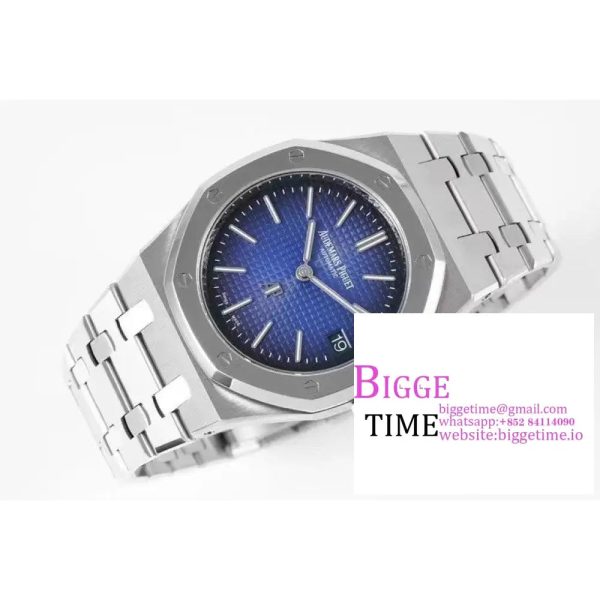 Royal Oak 39mm 15202IP Titanium ZF 1:1 Best Edition Gradient Blue Textured Dial on SS Bracelet A2121 V2 - Image 3