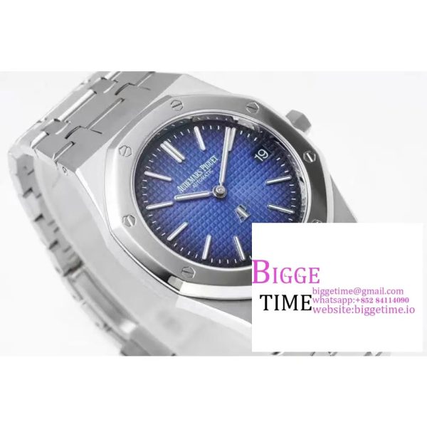 Royal Oak 39mm 15202IP Titanium ZF 1:1 Best Edition Gradient Blue Textured Dial on SS Bracelet A2121 V2 - Image 5