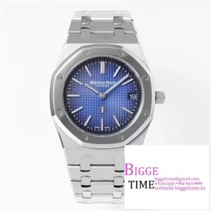 Royal Oak 39mm 15202IP Titanium ZF 1:1 Best Edition Gradient Blue Textured Dial on SS Bracelet A2121 V2