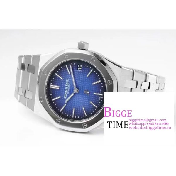 Royal Oak 39mm 15202IP Titanium ZF 1:1 Best Edition Gradient Blue Textured Dial on SS Bracelet A2121 V2 - Image 4