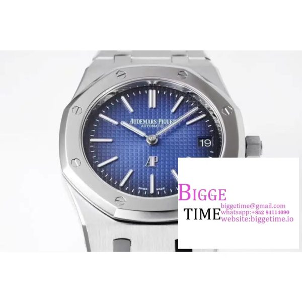 Royal Oak 39mm 15202IP Titanium ZF 1:1 Best Edition Gradient Blue Textured Dial on SS Bracelet A2121 V2 - Image 6
