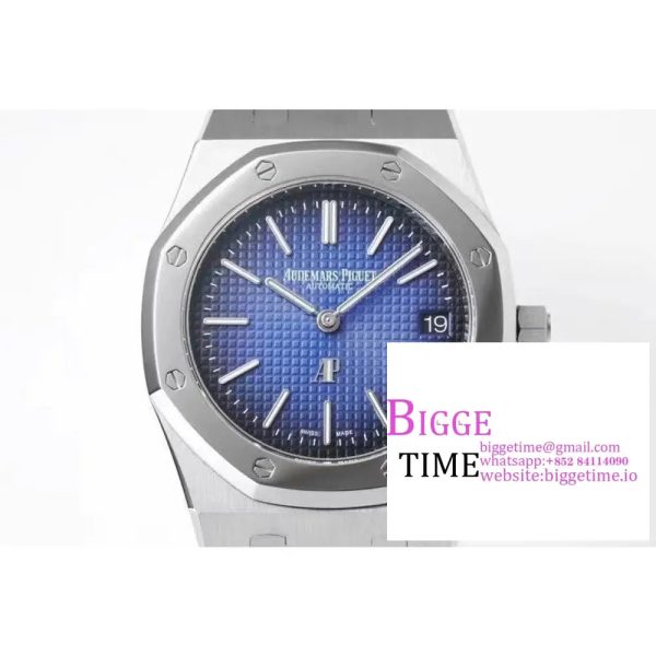 Royal Oak 39mm 15202IP Titanium ZF 1:1 Best Edition Gradient Blue Textured Dial on SS Bracelet A2121 V2 - Image 2