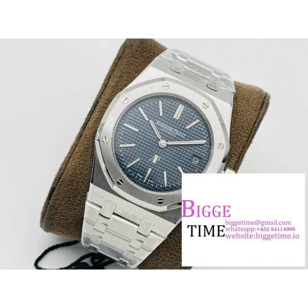Royal Oak 39mm 16202 "50th Anniversary" SS ZF 1:1 Best Edition Blue Textured Dial on SS Bracelet A7121 - Image 3