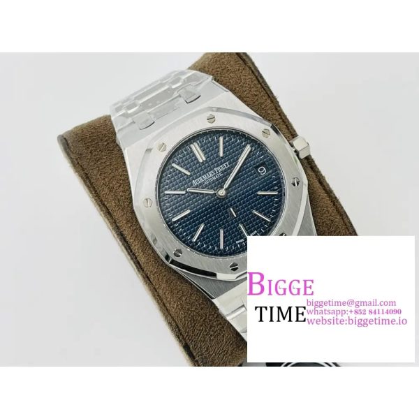 Royal Oak 39mm 16202 "50th Anniversary" SS ZF 1:1 Best Edition Blue Textured Dial on SS Bracelet A7121 - Image 4