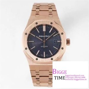 Royal Oak 41mm 15400 RG ZF 1:1 Best Edition Black Textured Dial on RG Bracelet SA3120