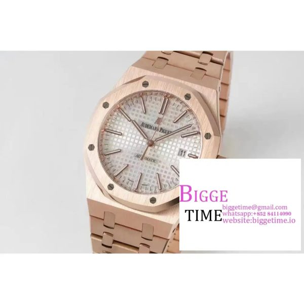 Royal Oak 41mm 15400 RG ZF 1:1 Best Edition White Textured Dial on RG Bracelet SA3120 - Image 3