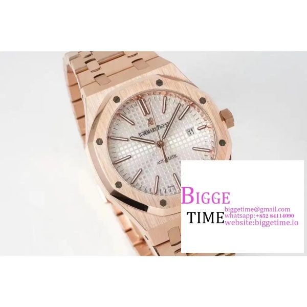 Royal Oak 41mm 15400 RG ZF 1:1 Best Edition White Textured Dial on RG Bracelet SA3120 - Image 2
