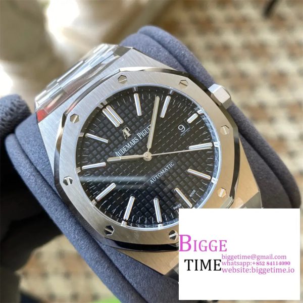 Royal Oak 41mm 15400 SS APSF 1:1 Best Edition Black Textured Dial on SS Bracelet A3120 - Image 2