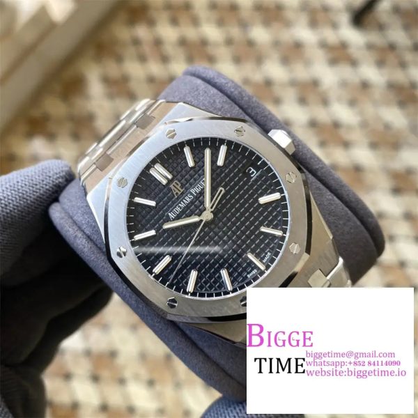 Royal Oak 41mm 15400 SS APSF 1:1 Best Edition Black Textured Dial on SS Bracelet A3120 - Image 2