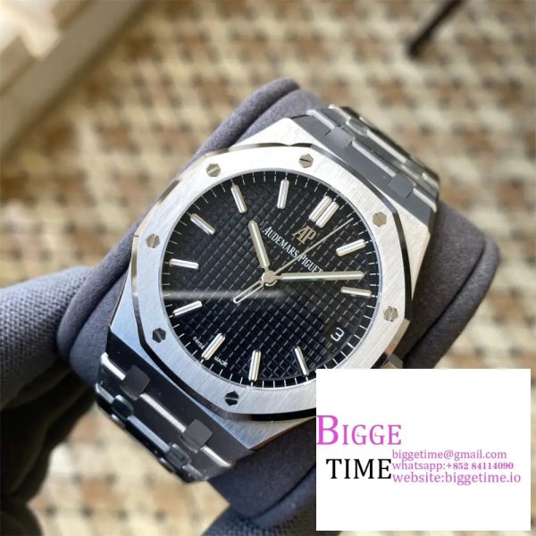 Royal Oak 41mm 15400 SS APSF 1:1 Best Edition Black Textured Dial on SS Bracelet A3120 - Image 3